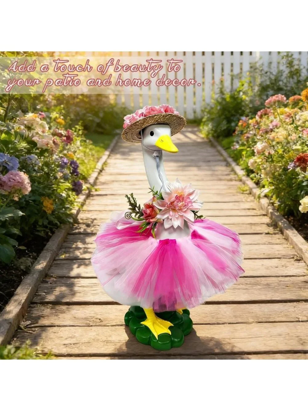 Charming Outdoor Goose Statue Outfit, Large Resin Garden Duck Decor, Perfect for